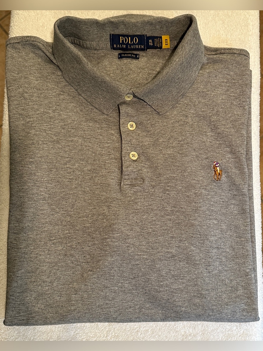 Polo by Ralph Lauren Heather Gray Men's Polo Shirt with Embroidered Pony in XL